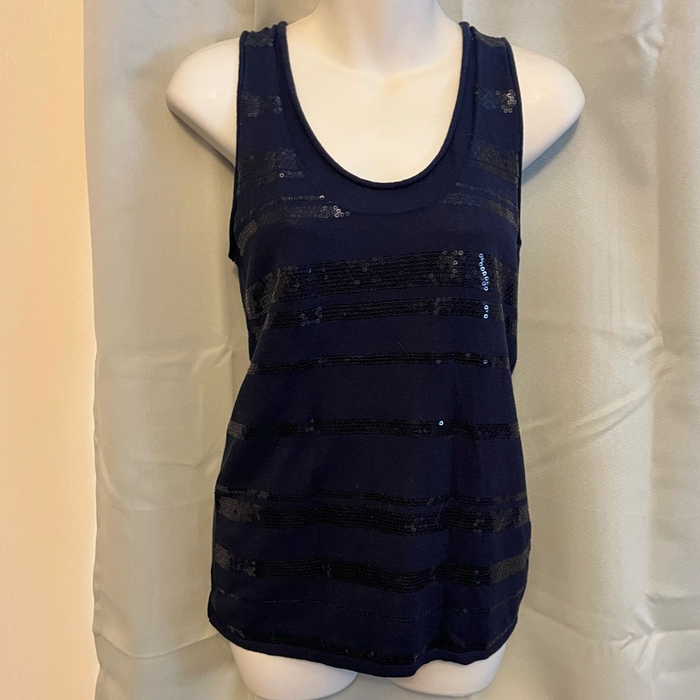 Navy BR Knit Sequin Top